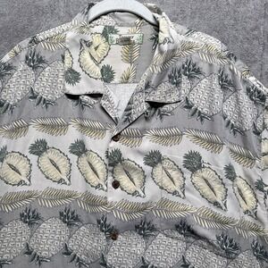 Tommy Bahama Hawaiian Shirt Mens XXL 100% Silk Pineapple Print Aloha Camp Resort